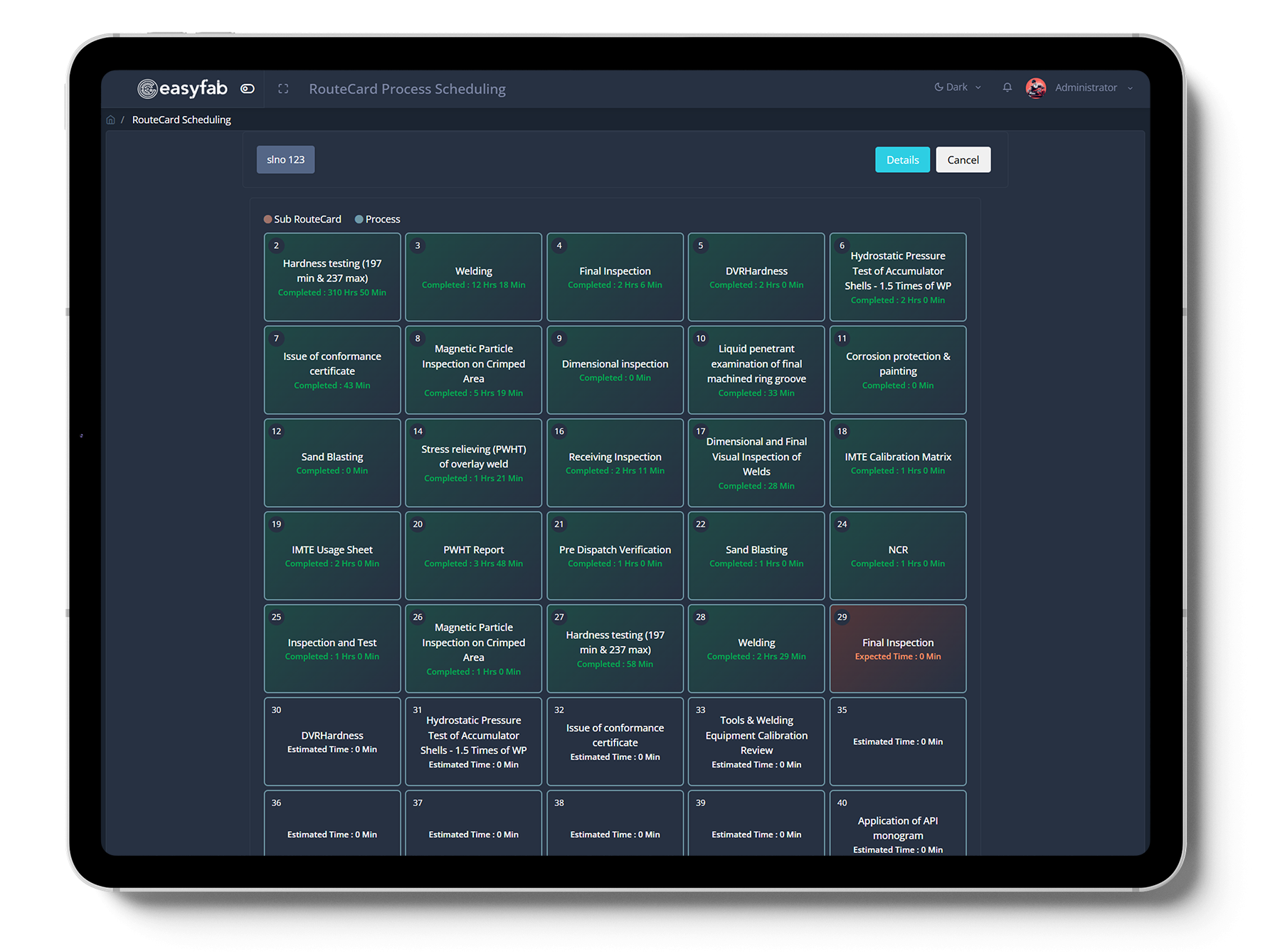 EasyFab ERP Process Scheduling screenshot