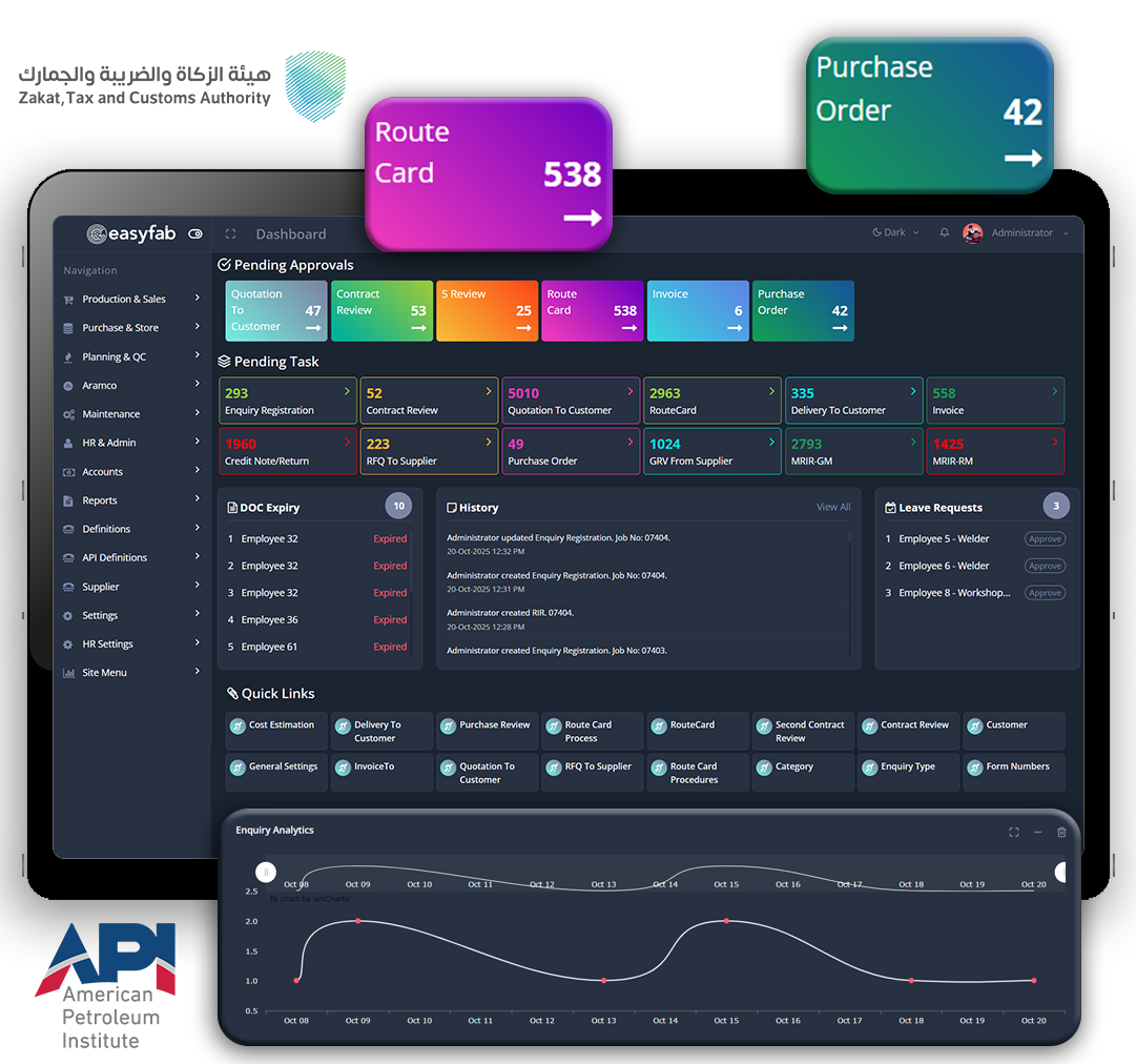 EasyFab ERP Module View screenshot
